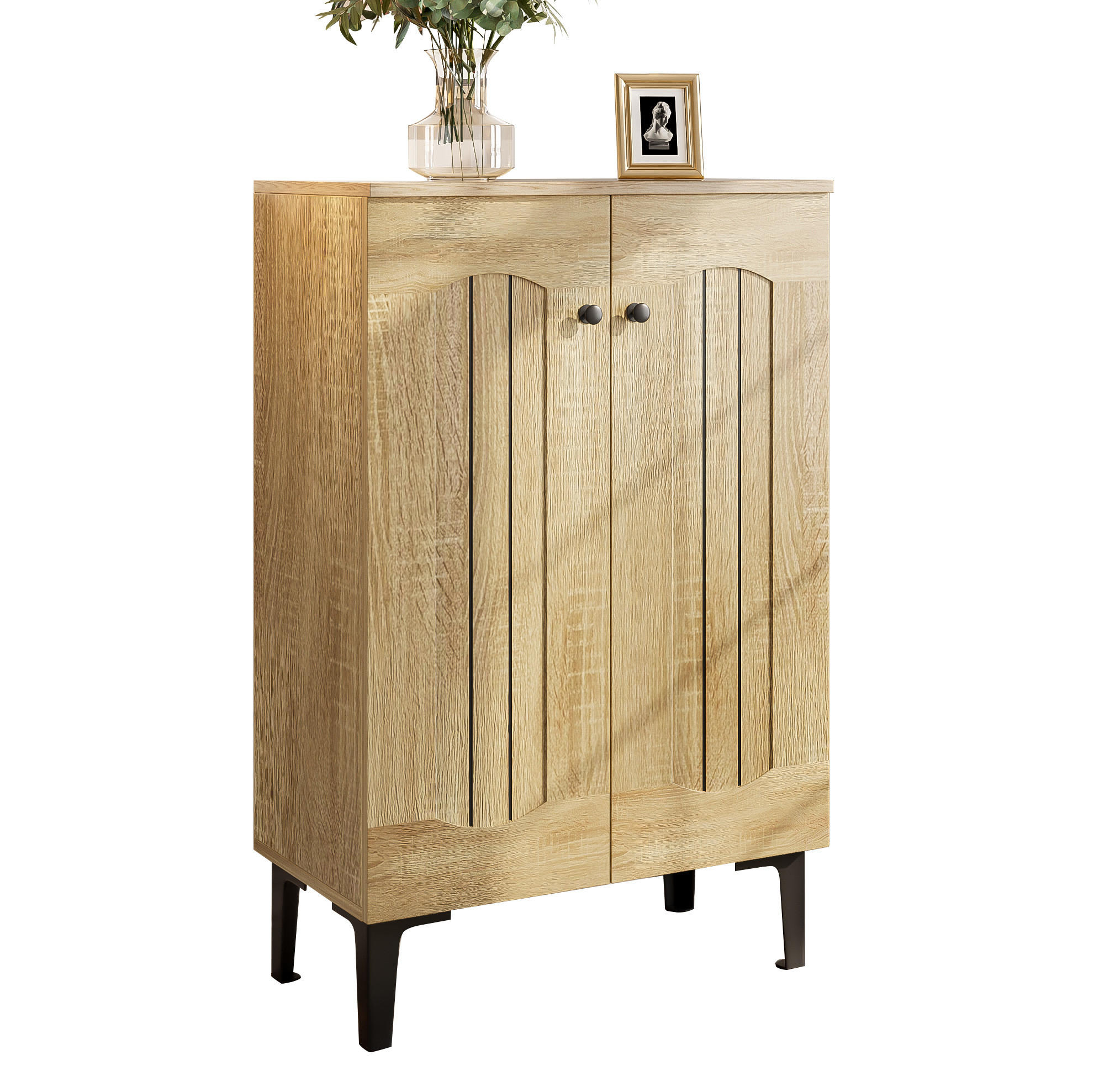 SCHUHSCHRANK 60/31,5/95 cm Holzfarbe aus Spanplatte mit 2 Türen - Eichefarben, Holzwerkstoff (60/95/31.5cm) - OKWISH