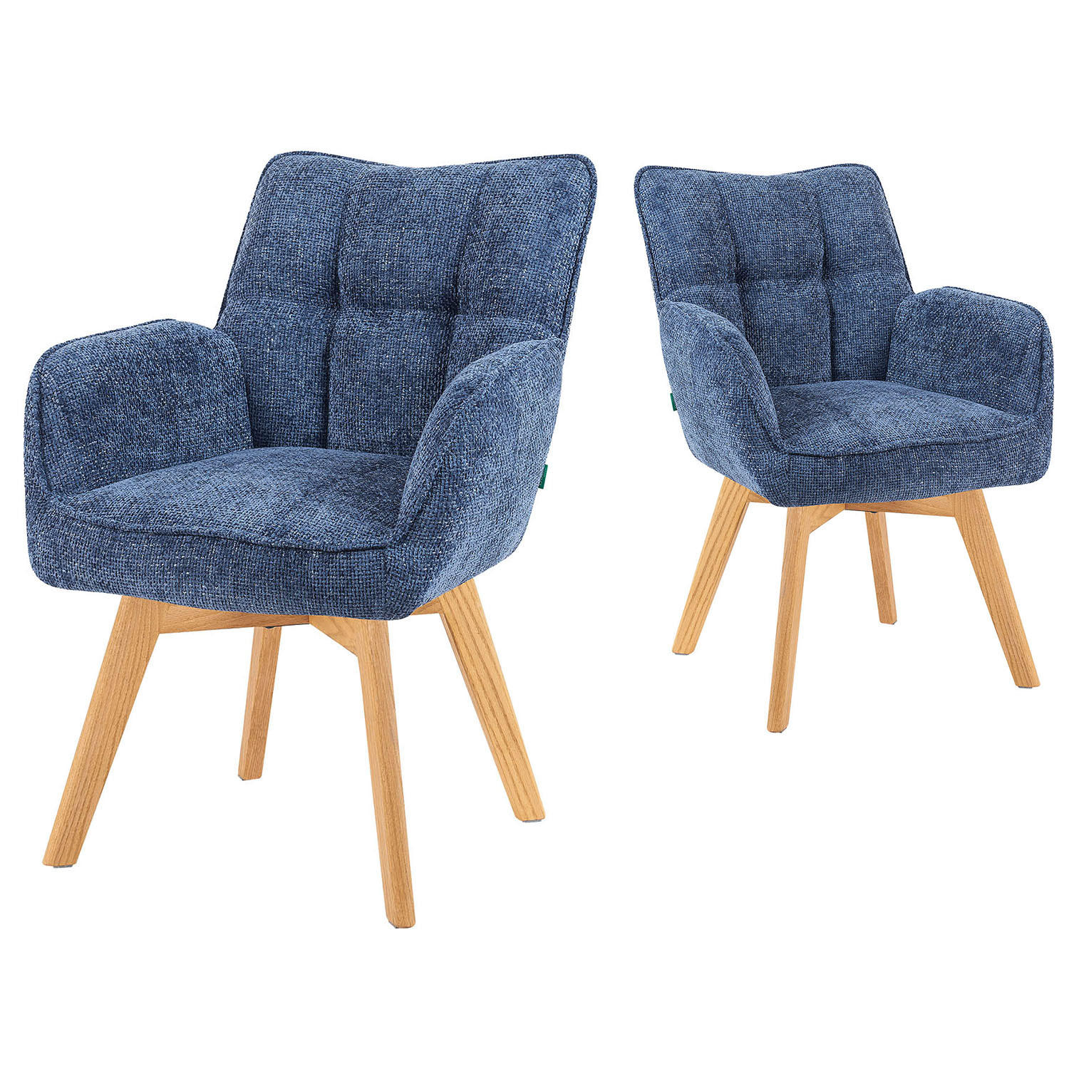 DREHSTUHL Mika-Ella - Honigeiche/Blau, Eichenholz/Holz (59/84/66cm) - DUBI Möbel