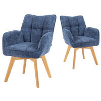 DREHSTUHL Mika-Ella - Honigeiche/Blau, Eichenholz/Holz (59/84/66cm) - DUBI Möbel