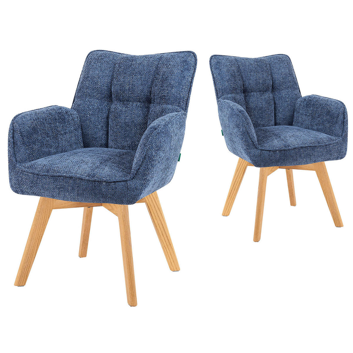 DREHSTUHL Mika-Ella - Honigeiche/Blau, Eichenholz/Holz (59/84/66cm) - DUBI Möbel