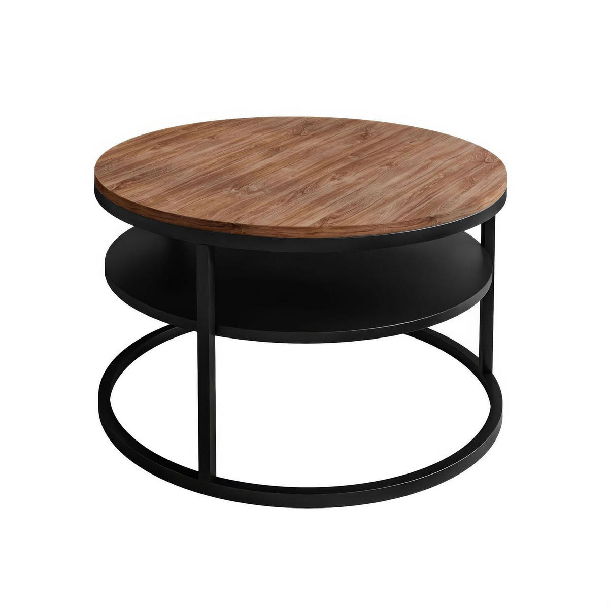 COUCHTISCH CIRI SLIM mit Regal Eichenholz Sterling - Schwarz, Holzwerkstoff (60/60/42cm) - Lookway