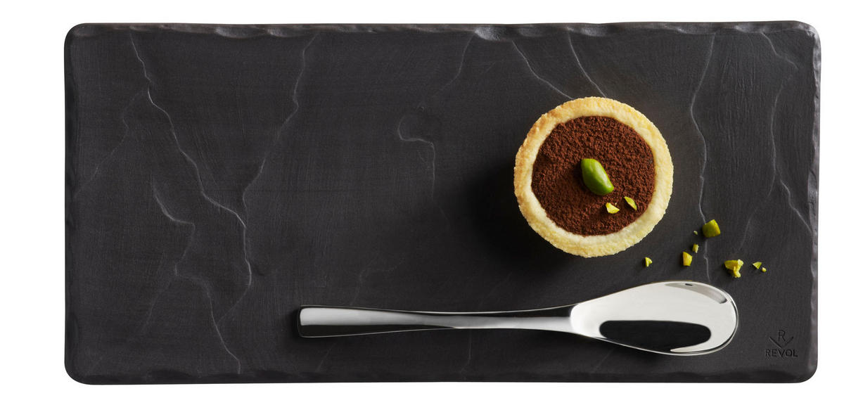 TABLETT/ TELLER/ Untertasse für Cappuccino Becher 25 x 12 cm Matt schiefer - Schwarz, Keramik (12/0.7/25cm) - Revol Porcelaine France