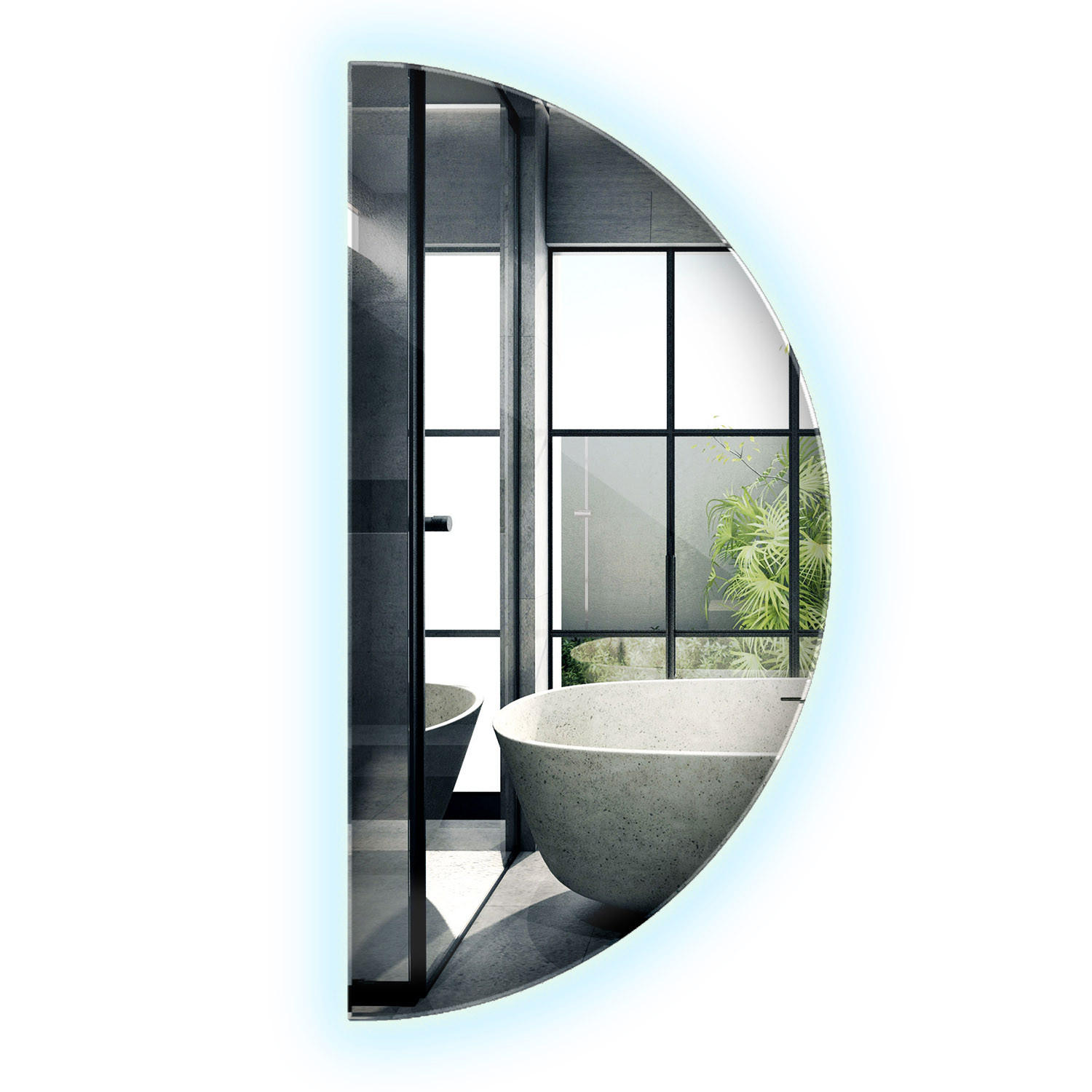 LED-SPIEGEL 50x100 cm Kaltweiß 6000K - Blau, Glas (50/100/0.4cm) - Wallfluent