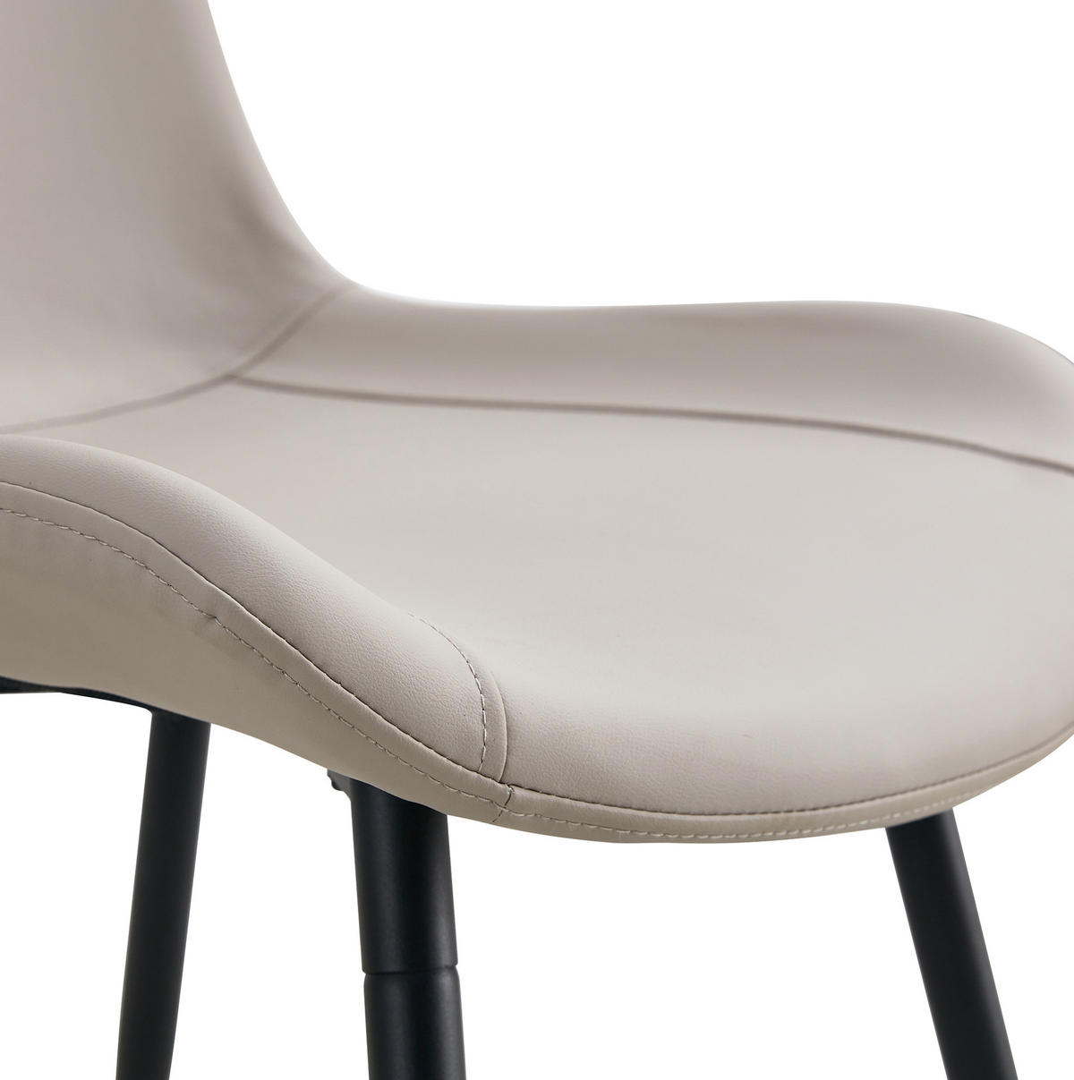 ESSZIMMERSTUHL 4er-Set mit Rückenlehne Kunstleder Warmgrau Metall Schwarz - Beige, Metall (47/83/50cm) - Meubliv