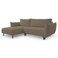 ECKSOFA ADEL mit Schlaffunktion und Bettkasten, L-förm, Metallbeine, verstellbar lose Rückenkissen, freistehend, LINKS, 171x257x90 cm, Light brown - Hellbraun, Holz/Textil (171/257cm) - DomoHome