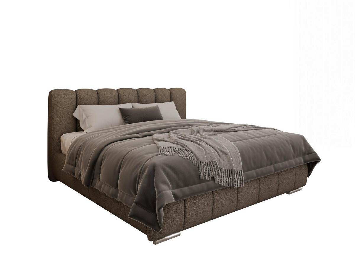 POLSTERBETT Zaira 180x200cm – Elegantes Polsterbett für modernen Wohnstil , ZONIERTE MULTI-TASCHEN-FEDERKERN (24cm), braun - Braun, Holz (180/200cm) - Panda Möbel