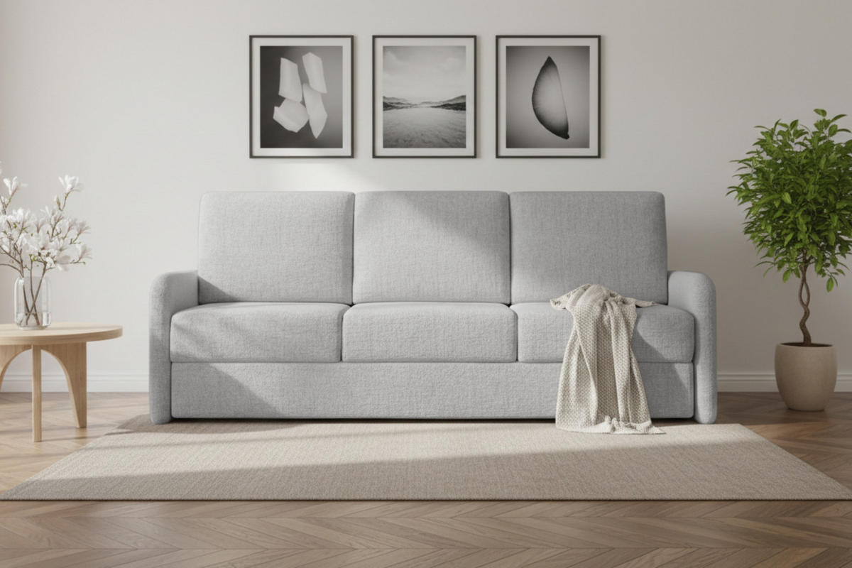 3-SITZER SOFA BIANCO 215 cm breit in Stoff Grau - Grau, Holzwerkstoff/Textil (215/90/92cm) - Deine Möbel 24