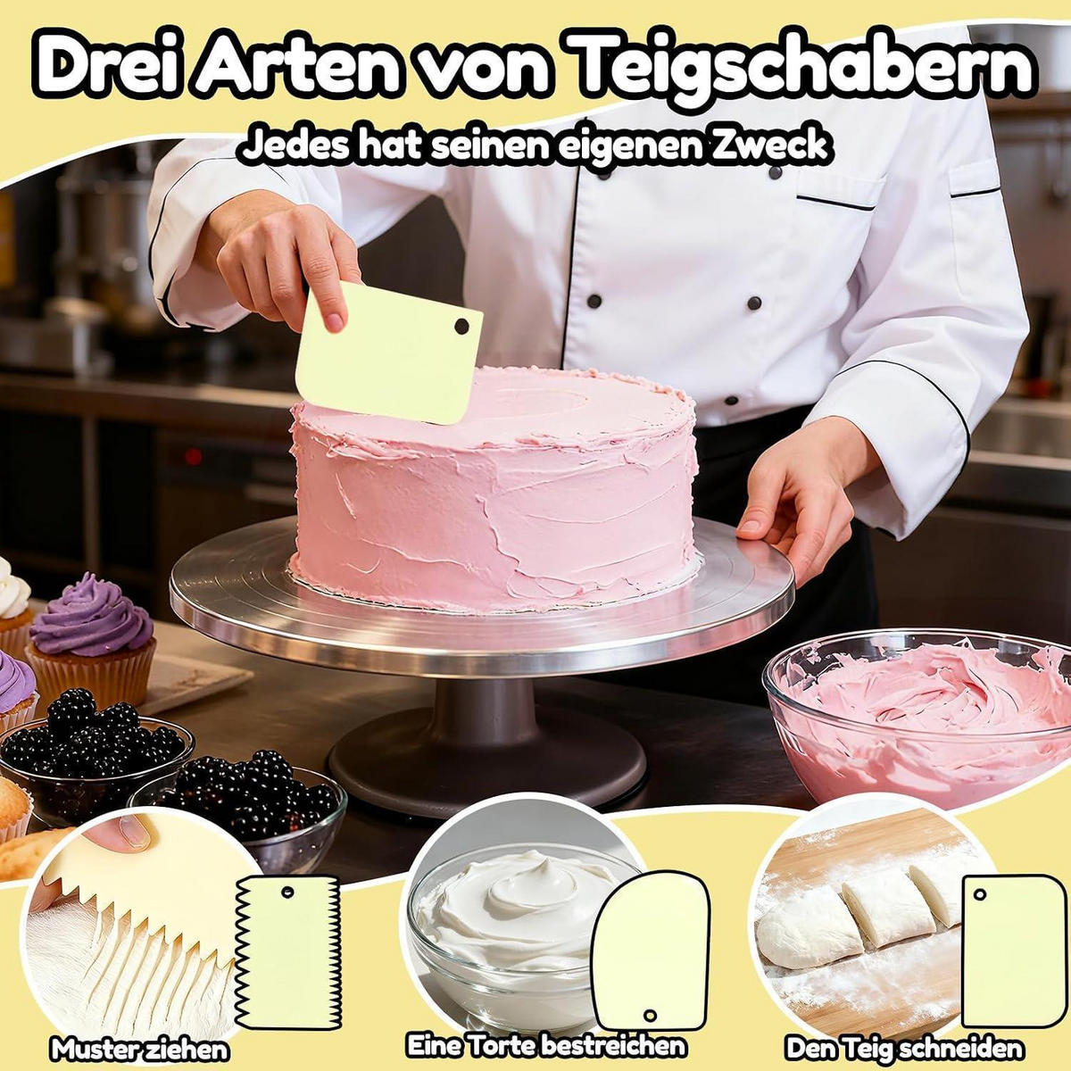 SPRITZBEUTEL Set 30-teilig mit Edelstahl-Tüllen - Gelb, Kunststoff (17/3.4/39.5cm)
