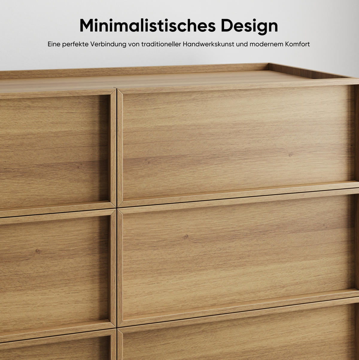 KOMODA z MDF a dřevotřísky 115x48x78 cm dubová se 6 zásuvkami, bez úchytek a s ochranou proti převrácení - ořechová, kompozitní dřevo (115/78/48cm) - Modfu
