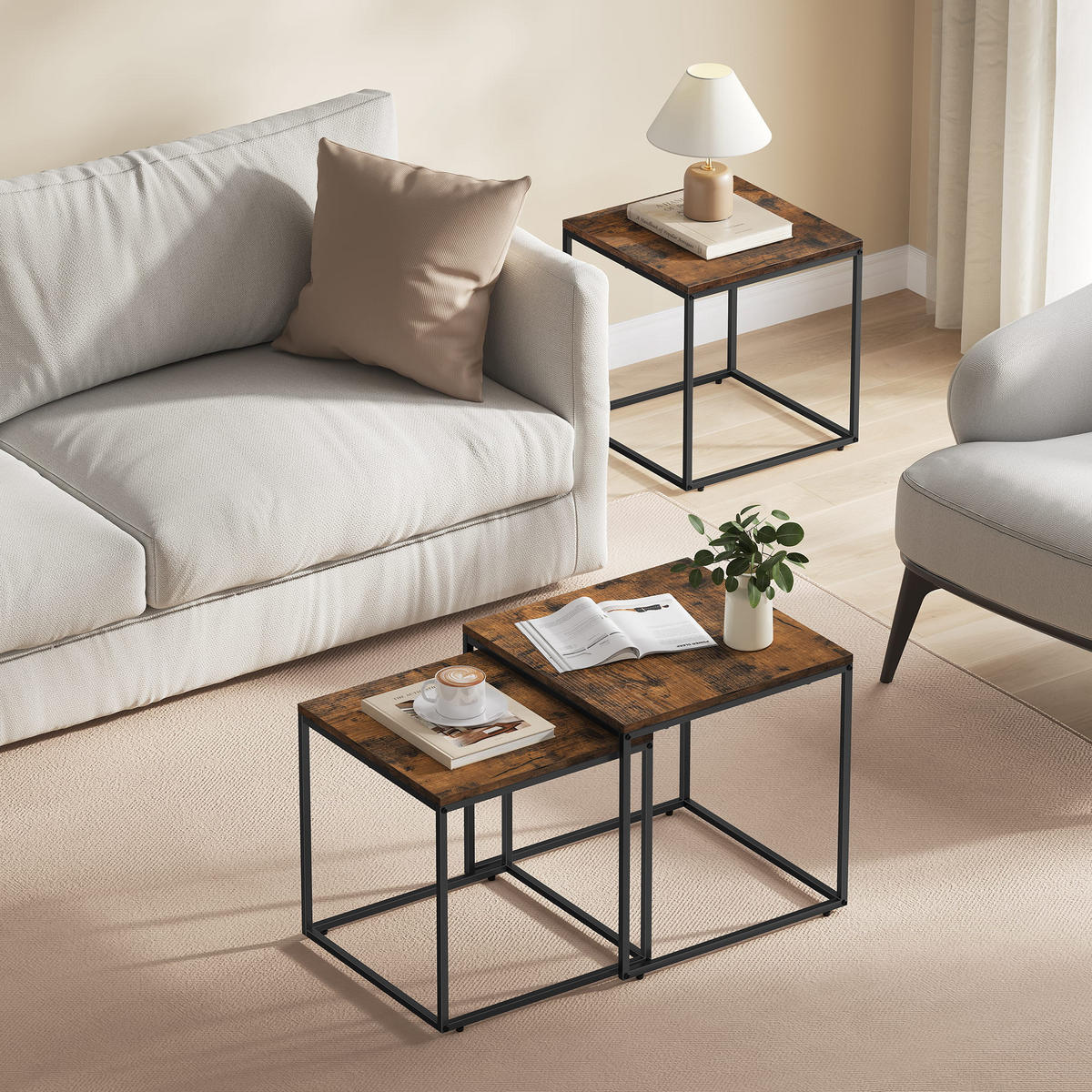 COUCHTISCH 2er Set quadratisch - Alteiche, Holzwerkstoff (50/50/50.5cm) - Mat-Haus