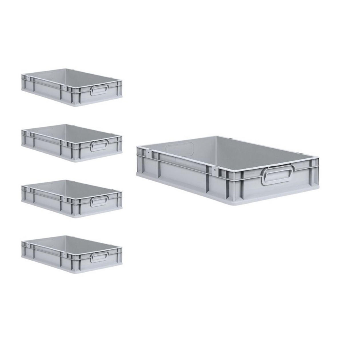 EUROBOX 5x Nextgen Economy Mit Scharnierdeckel Grau/GrünGriffe Geschlossen 23 Liter - Grün, Kunststoff (40/12/60cm) - PROREGAL