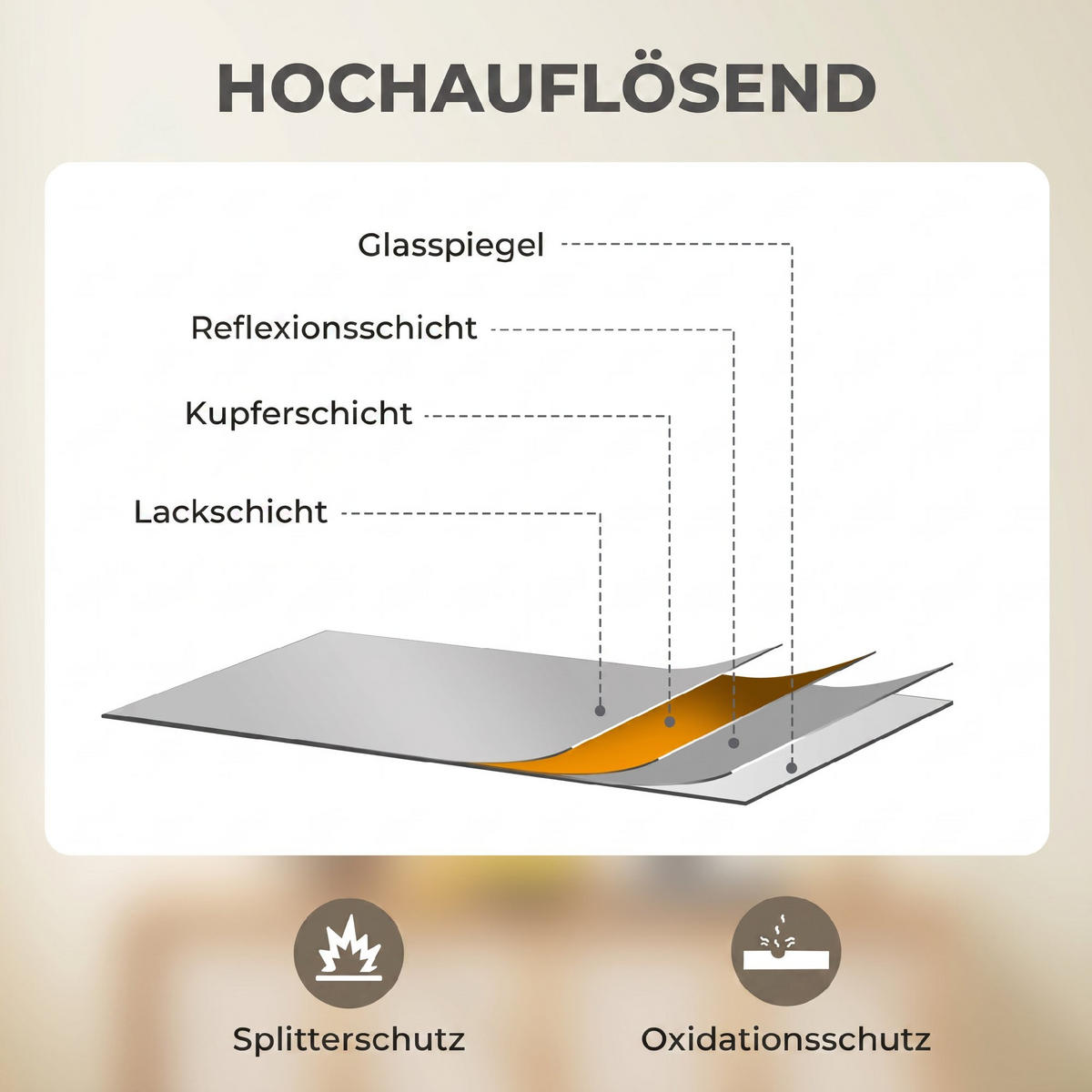 WANDSPIEGEL MDF Glas Schwarz - Schwarz, Glas/Holzwerkstoff (2/101.6/76.2cm) - HOMCOM