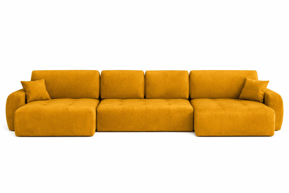 ECKSOFA Mit Schlaffunktion Und Bettkasten U-Form Ivo U, Veloursstoff Salvador, Gelb - Gelb, Holz (342/142cm) - Kaiser Möbel