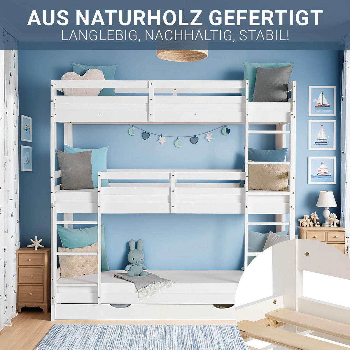 ETAGENBETT Kinderbett 90/200 cm weiß mit Bettkasten mit Matratzen - Weiß, Holz - Homestyle4u