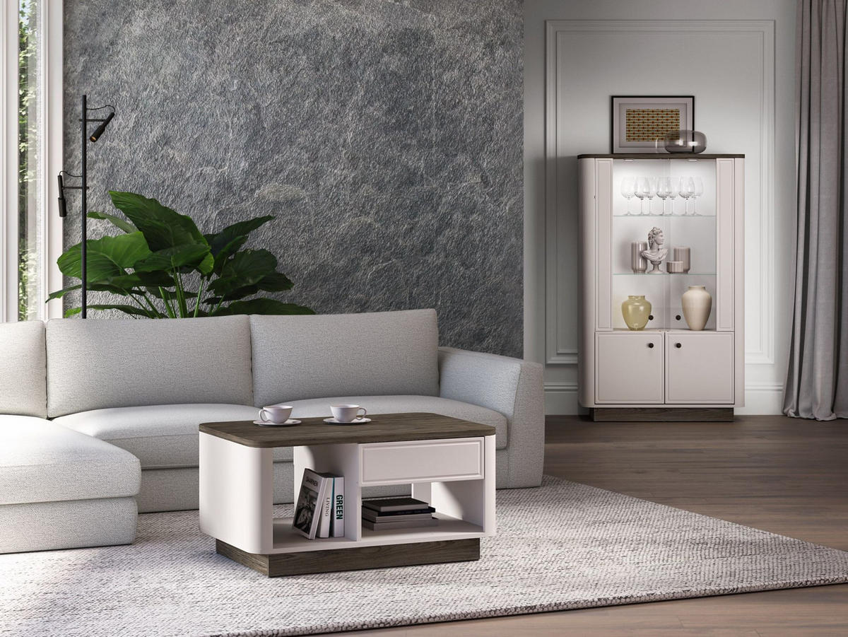 COUCHTISCH Velveto Kaschmir/Eicheoptik Dunkel 90 x 60 cm - Taupe, Holzwerkstoff (60/90/45cm) - Selsey