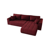 ECKSOFA LARA rechts rot Velours Monolith 59 - Schlaffunktion, Bettkasten - Rot, Textil (280/174cm) - Cornero