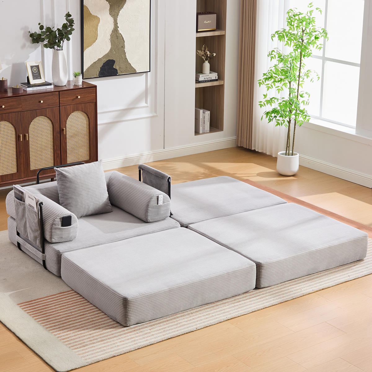SCHLAFSOFA DE-33789 frei kombinierbar Hellgrau - Hellgrau, Metall (112/67/190cm) - ComfortXL