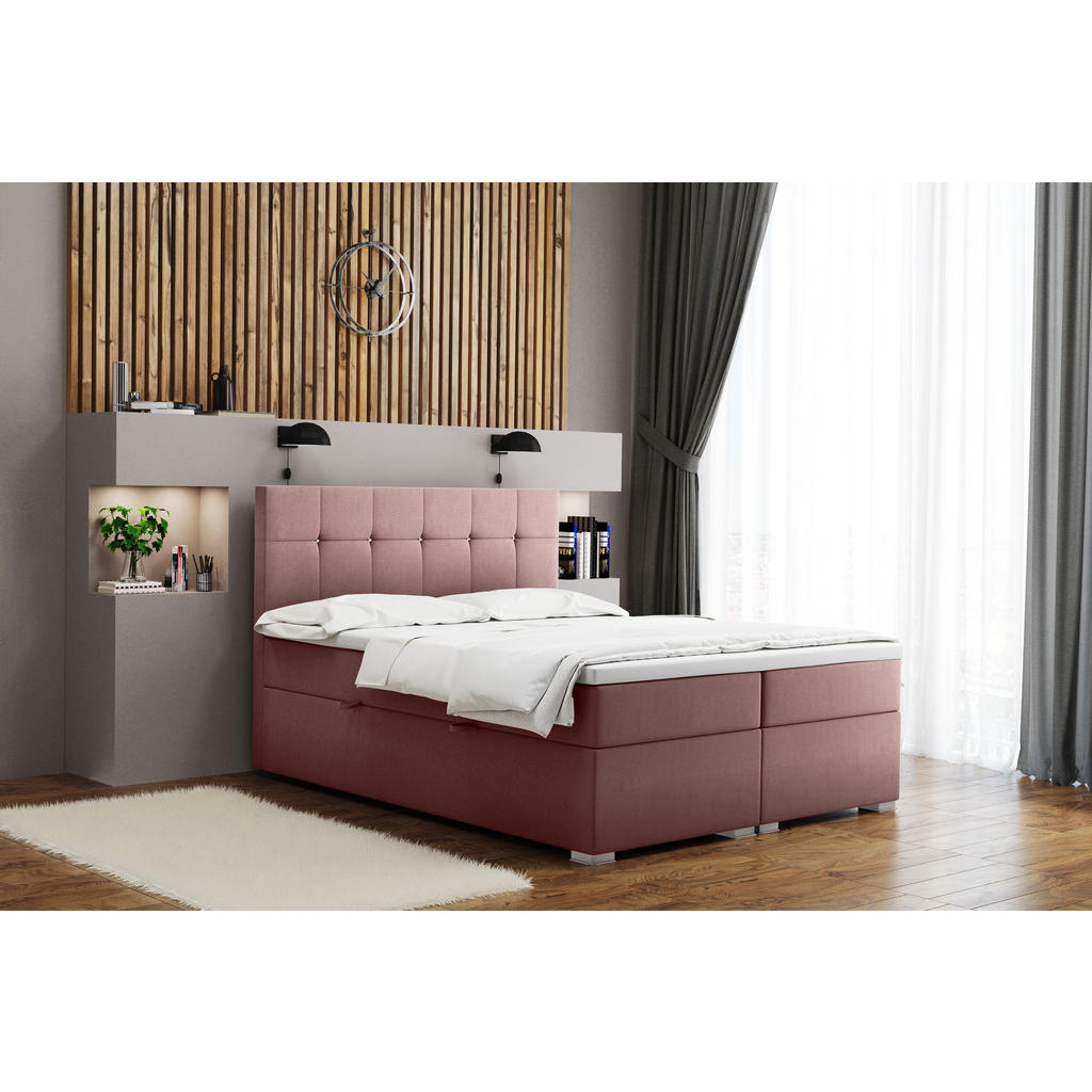 Thumbnail - Kaiser Möbel Boxbett, Rosa, Holz, H3, Höhe ca. 20 cm, einzeln stellbar, 200x200 cm, Reach, Schlafzimmer, Betten, Boxspri...