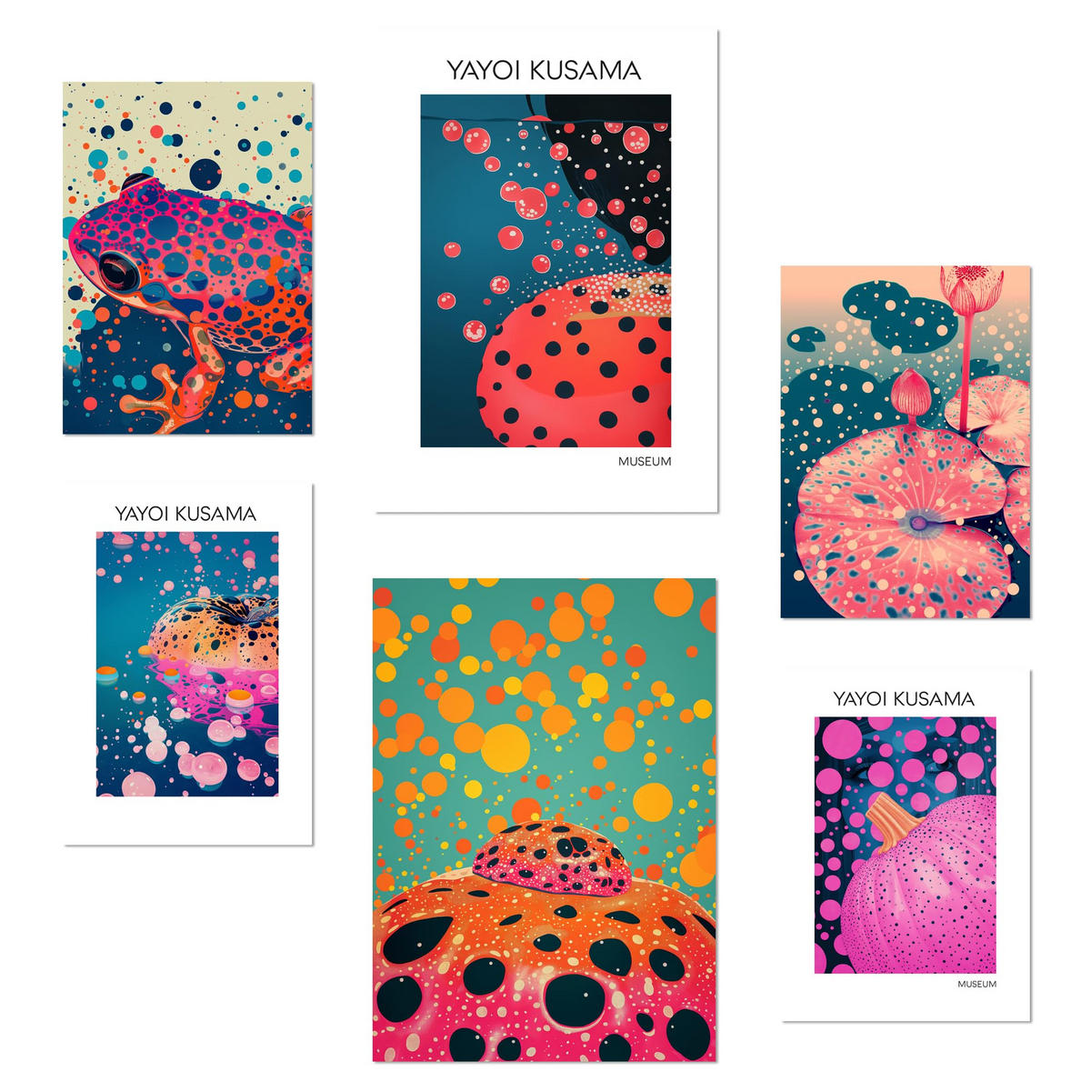 POSTER Set Mit 6 Kusama Kürbis A3 & A4 Rahmenlos - Klar, Papier (29/3cm) - Nacnic