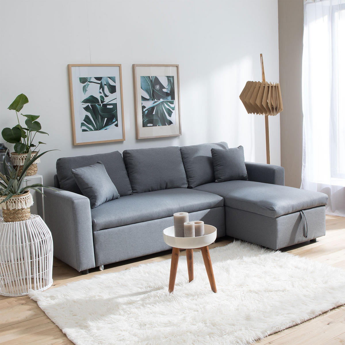 ECKSOFA CLARK GRAU 3 PLÄTZE - Grau, Textil (225/146cm) - Happy Garden