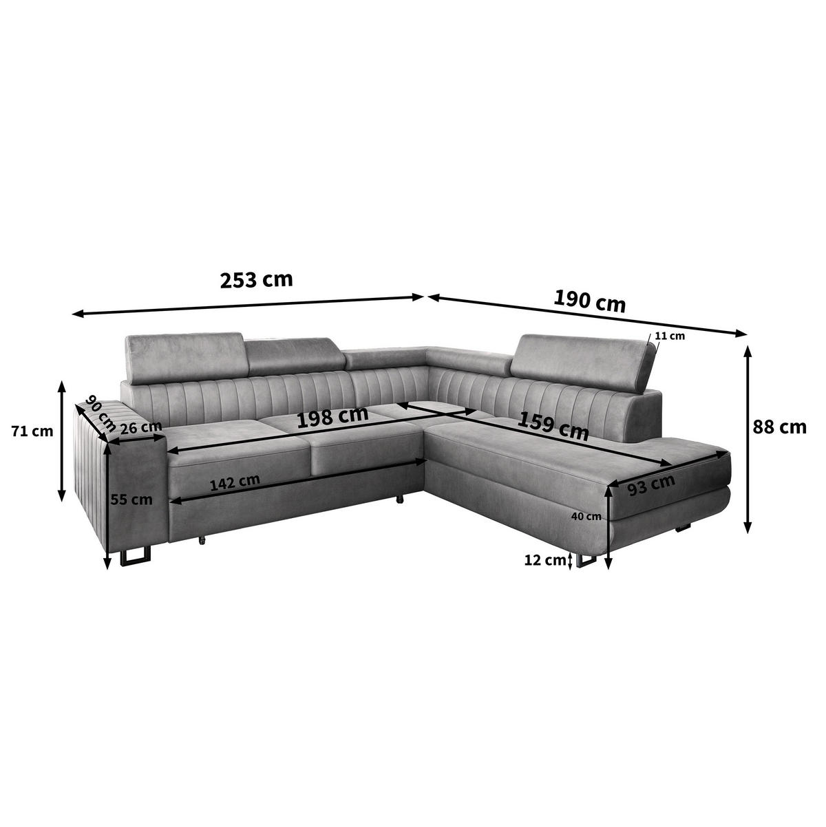 ROHOVÁ SEDAČKA NOLA žlutá - stříbrná/žlutá, kov/dřevo (253/190cm) - MASSENO