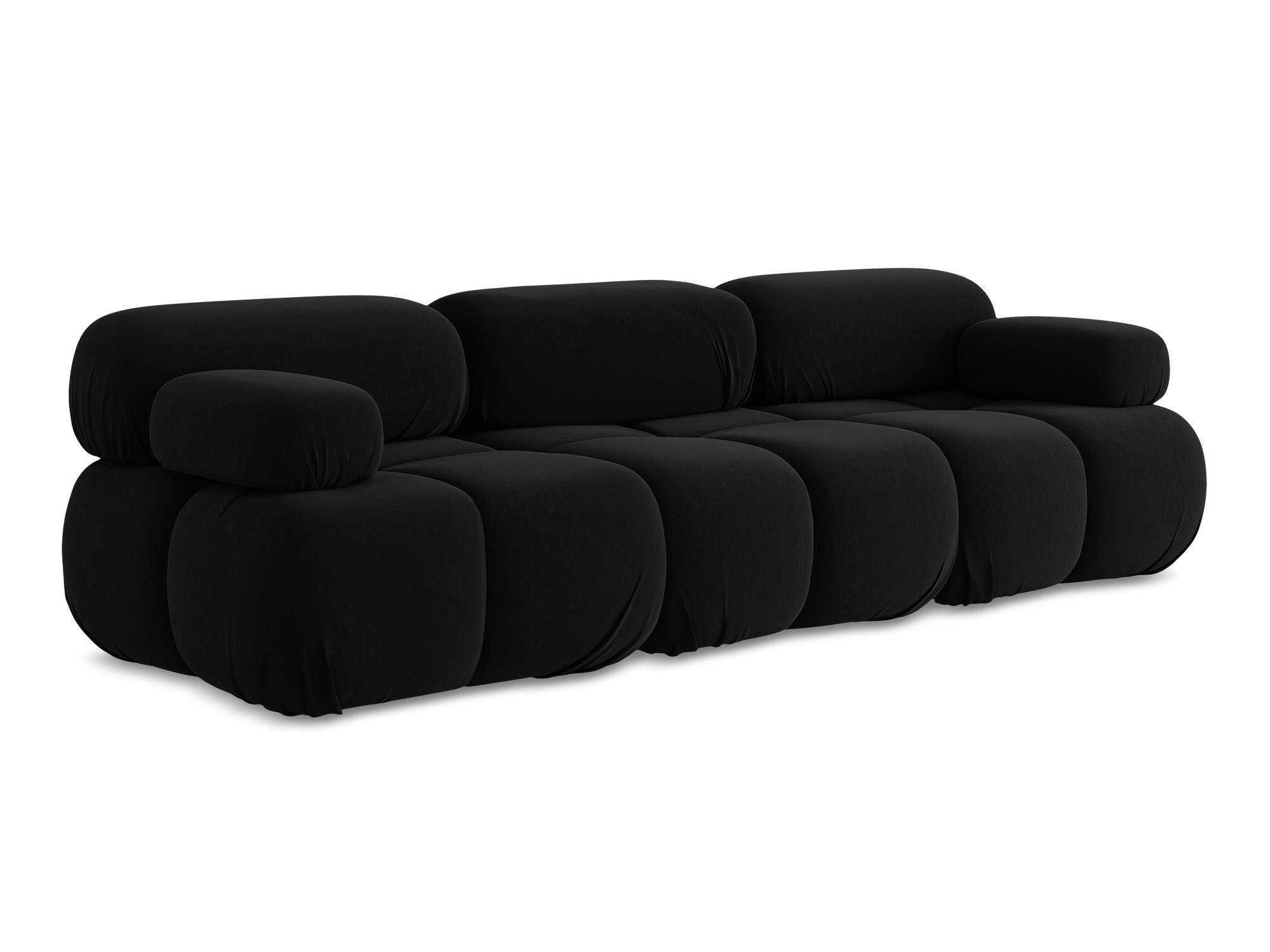 3-SITZER SOFA Samt Stoff Schwarz - Schwarz/Orange, Kunststoff/Textil (285/70/96cm) - Makamii