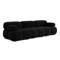 3-SITZER SOFA Samt Stoff Schwarz - Schwarz/Orange, Kunststoff/Textil (285/70/96cm) - Makamii