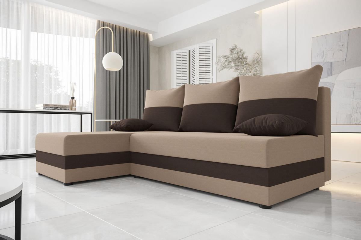 ECKSOFA HEWLET L Rainbow 05+41 Links mit Schlaffunktion - Braun, Textil (200/140cm) - Bedante