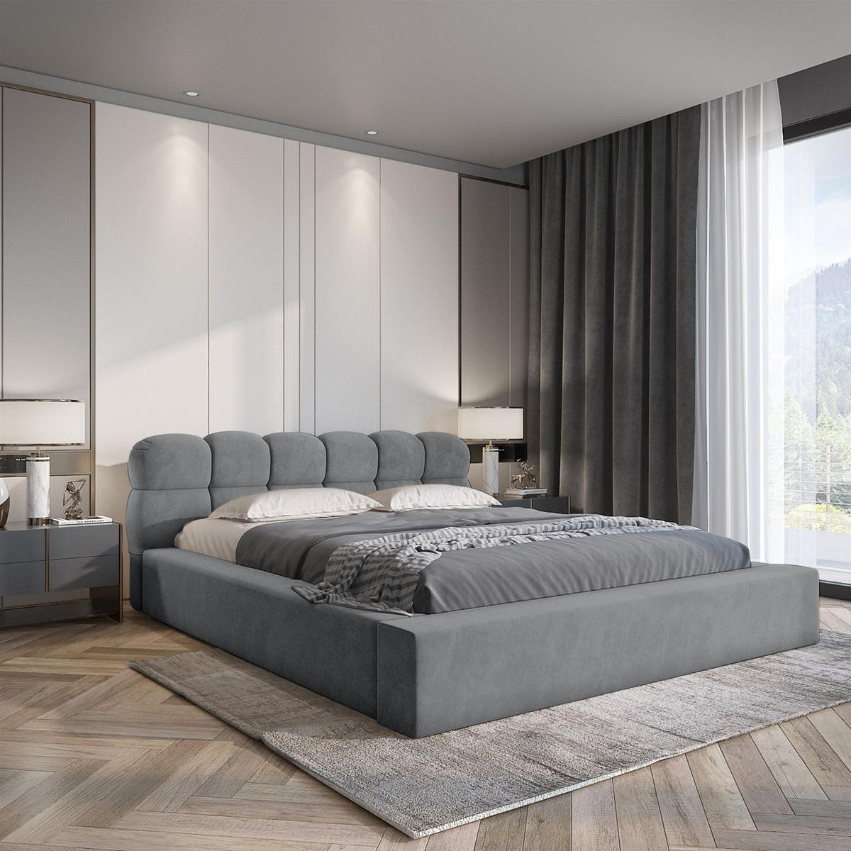 POLSTERBETT Grove In Ditra Komplettset - Beige, Holzwerkstoff/Textil (160/200cm) - Fun Möbel