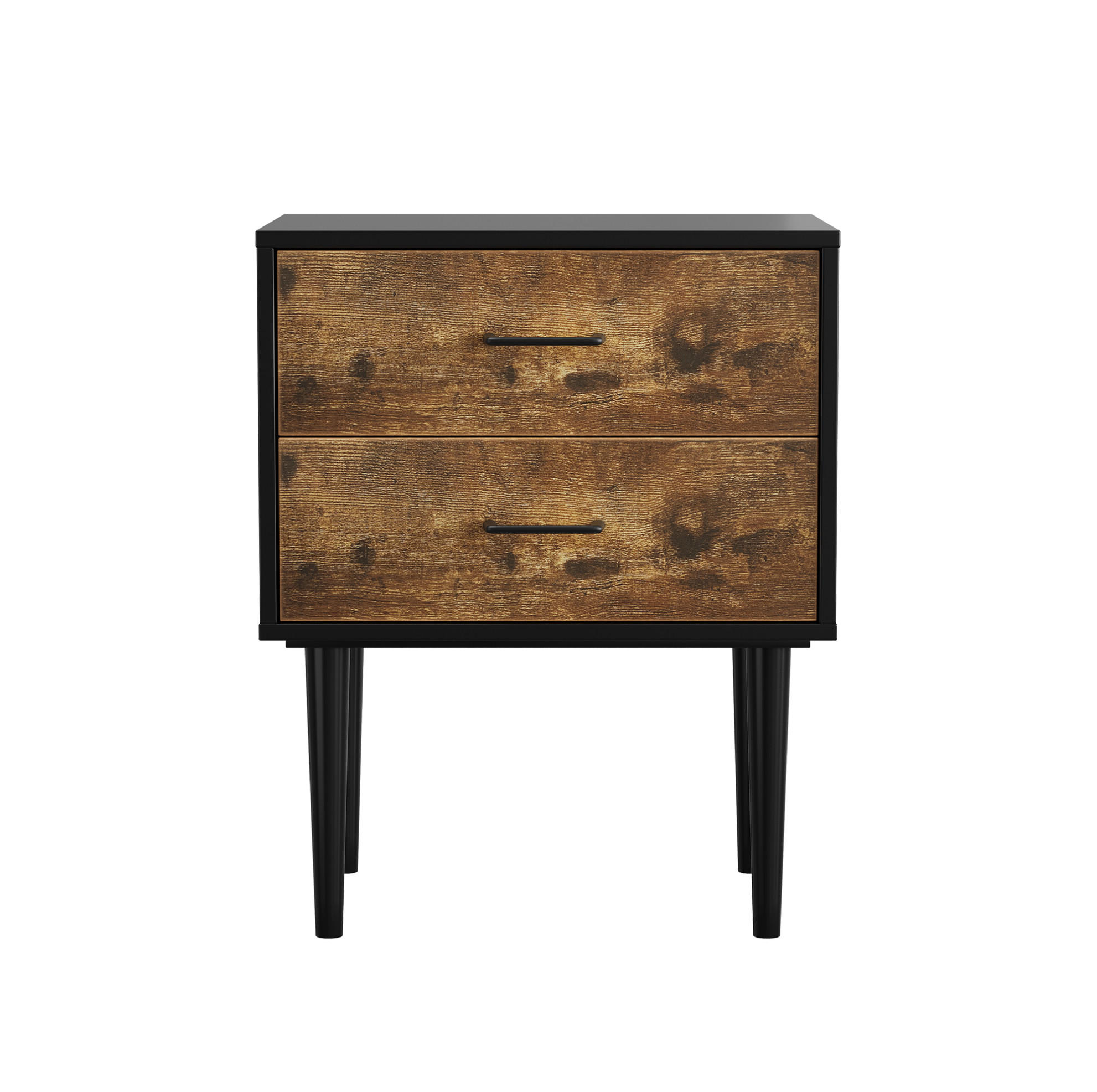 NACHTTISCH mit 2 Schubladen 51/38/66 cm in Antikbraun im Retro-Industrial-Stil - Braun, Holzwerkstoff (38/66/51cm) - BEAOK