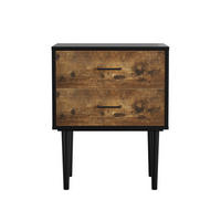 NACHTTISCH mit 2 Schubladen 51/38/66 cm in Antikbraun im Retro-Industrial-Stil - Braun, Holzwerkstoff (38/66/51cm) - BEAOK