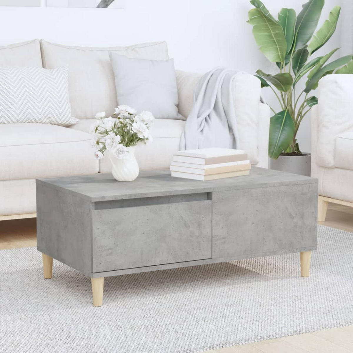 COUCHTISCH Betongrau 90x50x36,5 cm Holzwerkstoff - Grau, Holzwerkstoff (90/50/36.5cm) - furnicato