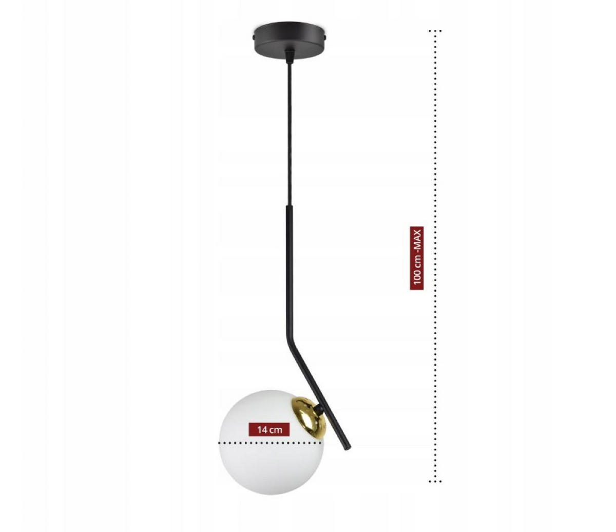 PENDELLEUCHTE Milano Spot - Goldfarben/Schwarz, Glas/Metall (14/14/100cm) - kiki design