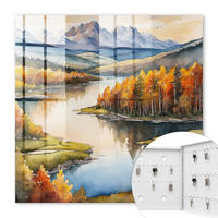 SCHLÜSSELBOX Weiß 30x30 cm – Türöffnung nach rechts - Herbstliche Berge - Orange, Metall (30/30/5cm) - TULUP