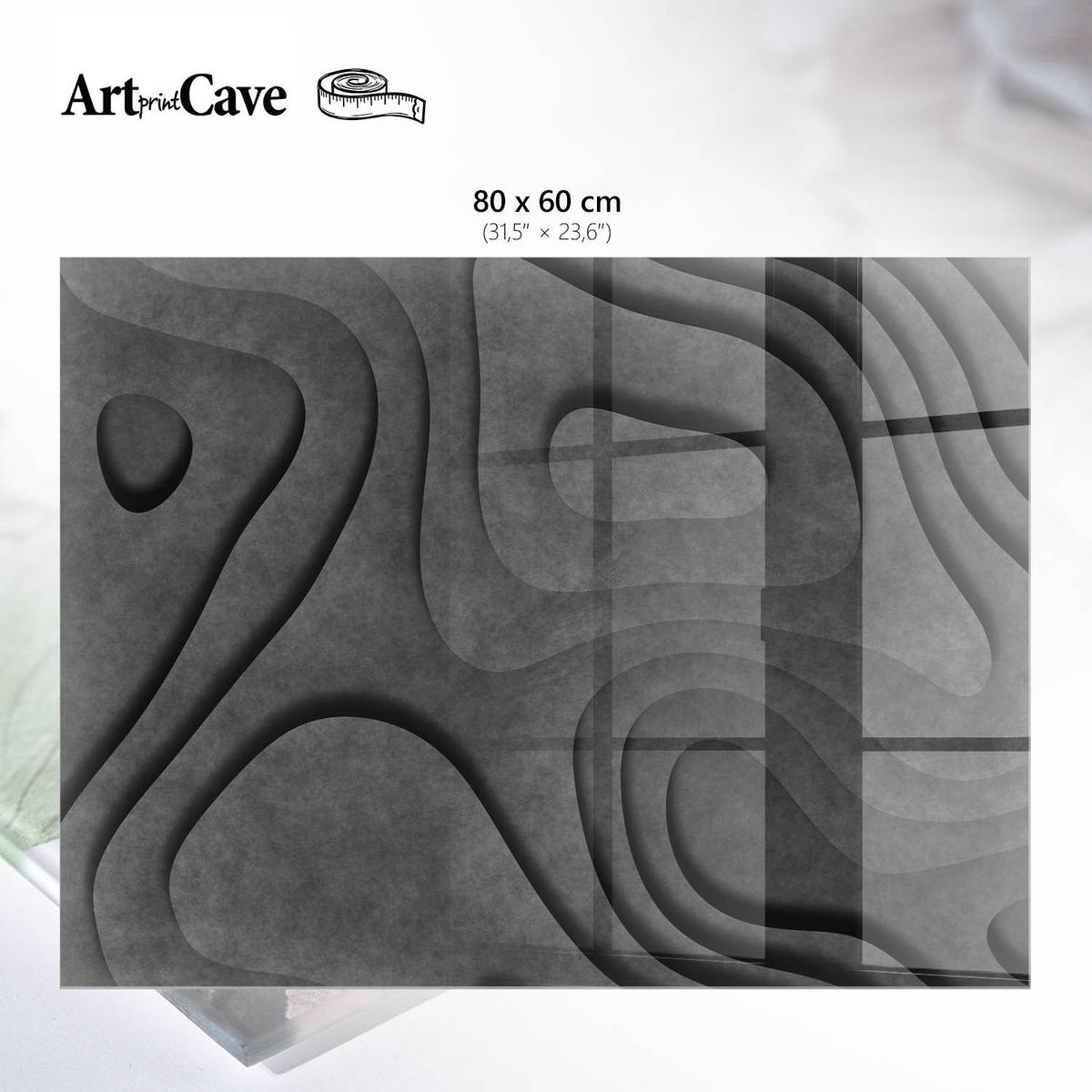 GLASPLATTE 80x60 cm – Graue Wellen - Grau, Glas (0.4/80/60cm) - ArtPrintCave