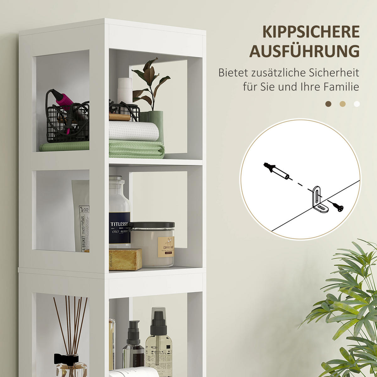 BADEZIMMERSCHRANK, Toilettenschrank, 30 x 30 x 141,2 cm Weiß - Weiß, Holz (30/141.2/30cm) - HOMCOM