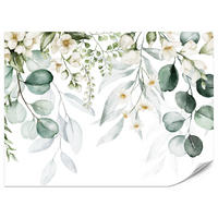 FOTOTAPETE für Schlafzimmer Aquarell Blätter Blumen Weiß 500x350 - Gelb/Weiß, Papier (500/350cm) - Muralo