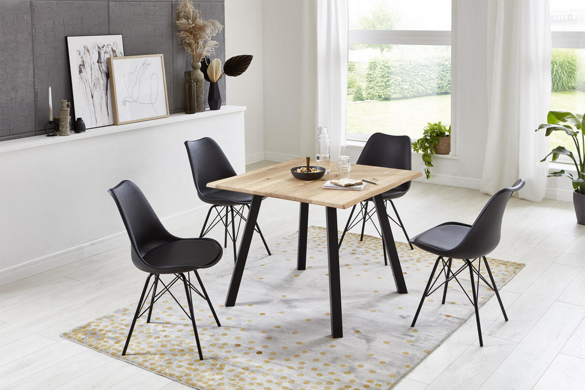 ESSTISCH EDIK - Beige/Schwarz, Holz/Metall (80/80/77cm) - SAM