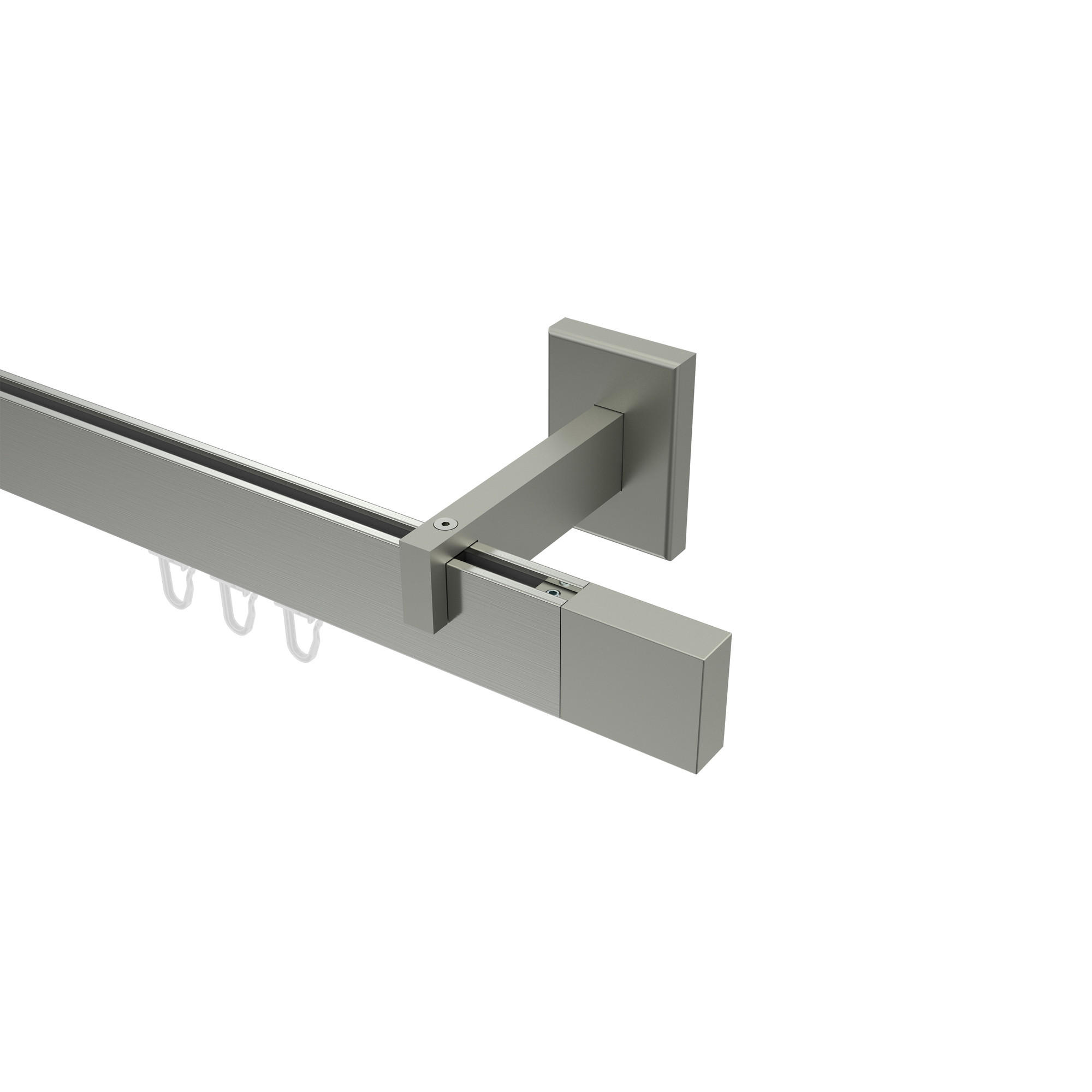 INNENLAUF-GARDINENSTANGEN-SET Smartline Lox 120 cm, 1-läufig, 14x35 mm Edelstahl-Optik - Edelstahlfarben, Metall (120cm) - INTERDECO