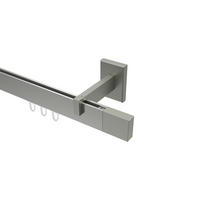 INNENLAUF-GARDINENSTANGEN-SET Smartline Lox 360 cm (geteilt in 2 x 180 cm), 1-läufig, 14x35 mm Edelstahl-Optik - Edelstahlfarben, Metall (360cm) - INTERDECO