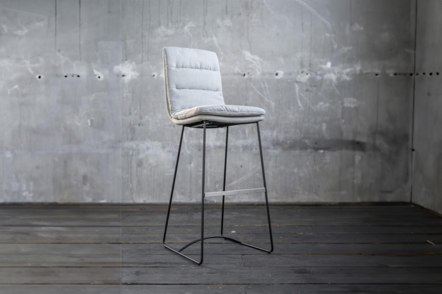 BARHOCKER VINCE Hellgrau Webstoff - Hellgrau, Textil (46/121/58cm) - KAWOLA