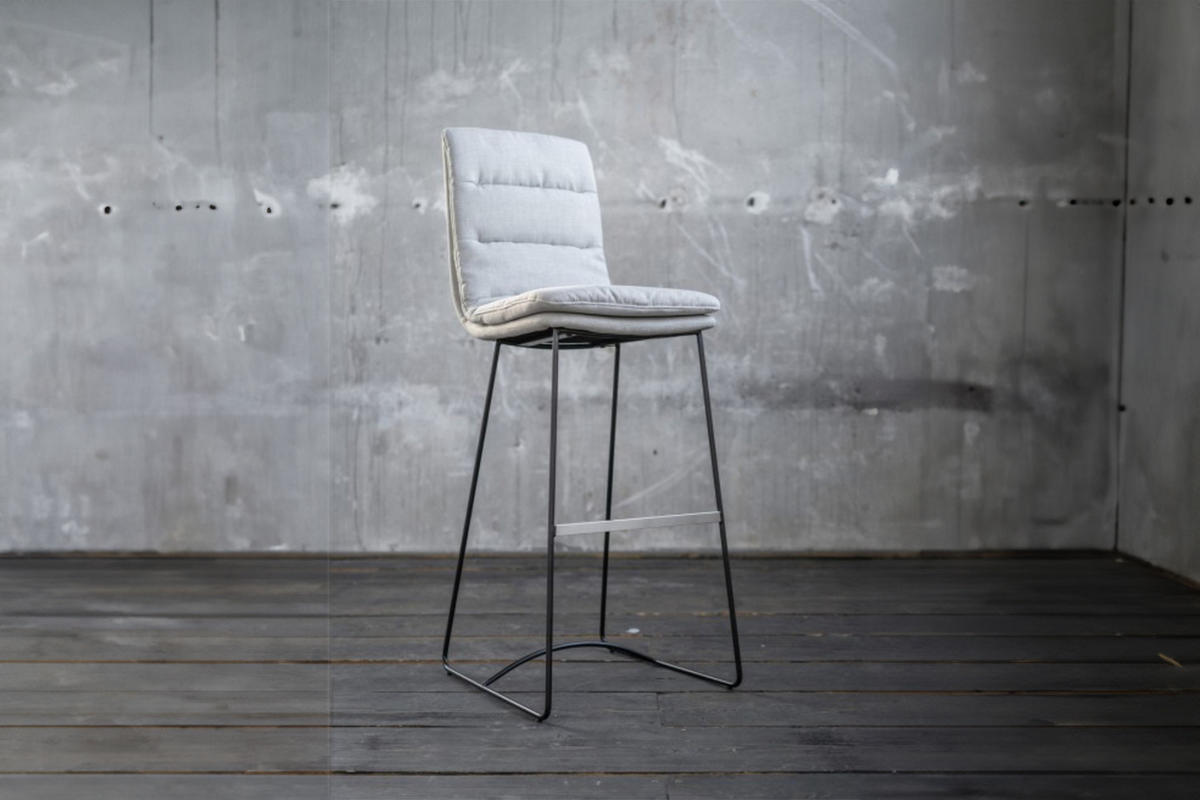 BARHOCKER VINCE Hellgrau Webstoff - Hellgrau, Textil (46/121/58cm) - KAWOLA