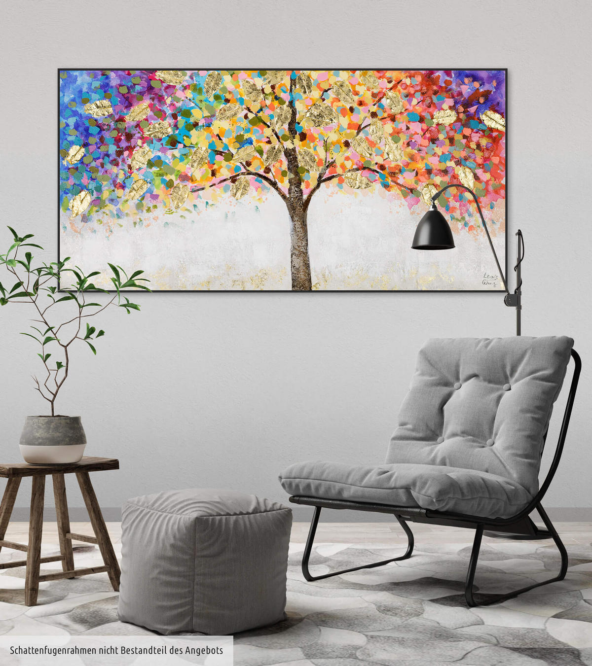 ÖLGEMÄLDE 120/60 cm - Blau/Gelb, Holz/Textil (120/60cm) - KUNSTLOFT