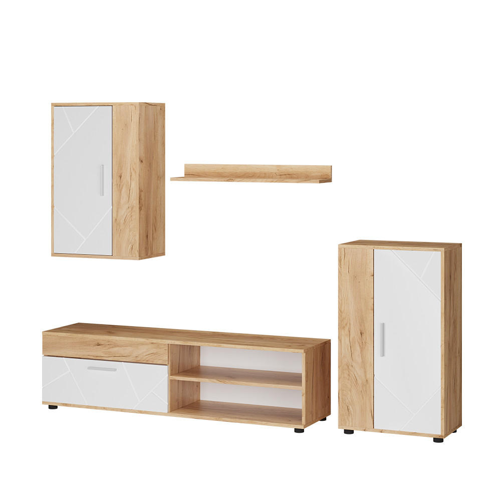 UNITATE DE PERETE Berno Stejar Goldkraft/alb Set de 4 piese