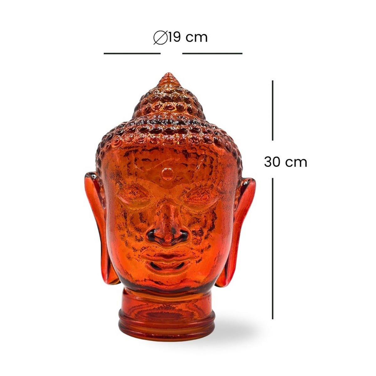 DEKO GLASKOPF THAI BUDDHA Glas, 30 cm Höhe T04 hot orange - Dunkelorange, Glas (19/30/19cm) - DESIGN DELIGHTS