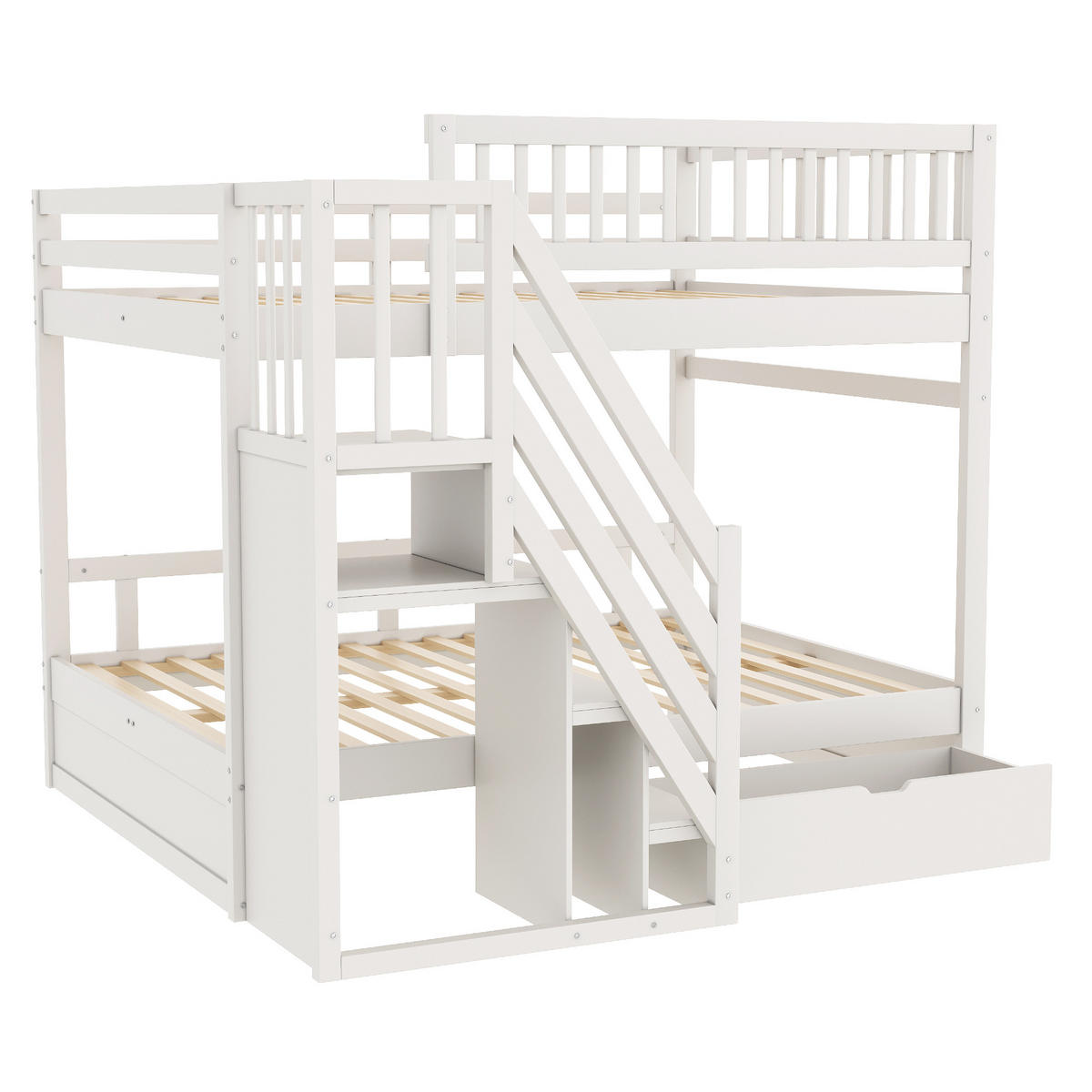 ETAGENBETT Massivholz Weiß 140x200 cm 2-tlg. - Weiß, Holz (140/200cm) - ComfortXL