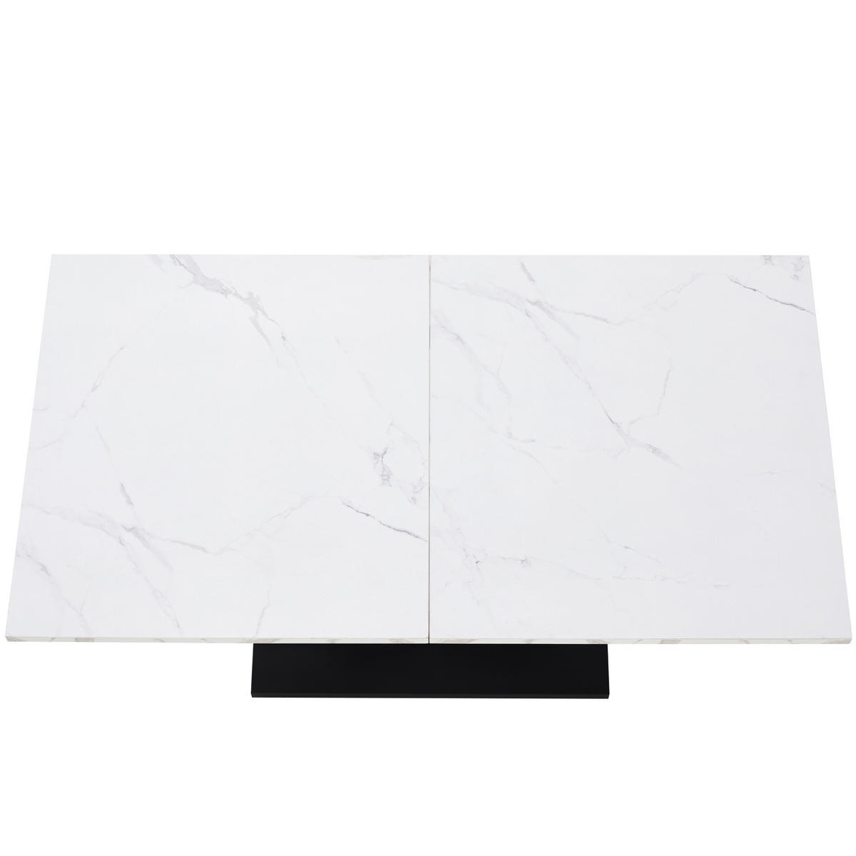 ESSTISCH mit Metallgestell 140/75/75,5 cm in Weiß/Schwarz mit Marmor-Optik - Weiß, Holzwerkstoff (140/75/75.5cm) - BEAOK