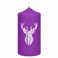 ADVENTSKERZEN Cervos in Samtlook Purple Lila 15 x 7 cm, 4er Set - Lila, Paraffin (7/15/15cm) - Kopschitz Kerzen