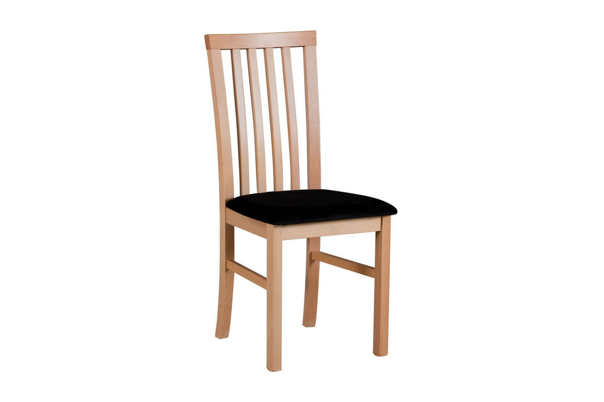 STUHL 2er Set Milano 1, Buche - Buchefarben/Schwarz, Holz (43/93/40cm) - Leaf Design