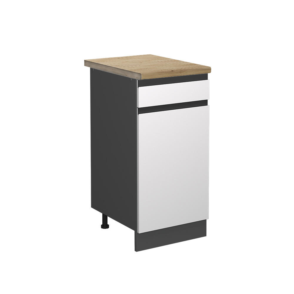 KÜCHENUNTERSCHRANK R-Line Weiß 40 cm, AP Eiche - Anthrazit/Weiß, Holzwerkstoff (40/81.6/60cm) - Vicco